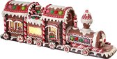 Viv! Christmas Kerstbeeld - Gingerbread Trein incl. LED Verlichting - rood wit bruin - 48cm