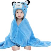 BoefieBoef Cape de bain 2 en 1 pour bébé et couverture pour enfant avec capuche en forme d'animal - Tissu en flanelle polaire - Châle pour tout-petit - 0-3 ans - Couverture pour bébé en bas âge - Peignoir pour bébé - Ours bleu