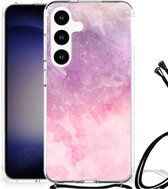 Smartphone hoesje Geschikt voor Samsung Galaxy S24 Stevige Telefoonhoesje met transparante rand Pink Purple Paint