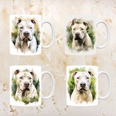 Doggo Argentino mokken set van 4, servies voor hondenliefhebbers, hond, thee mok, beker, koffietas, koffie, cadeau, moeder, oma, pasen decoratie, kerst, verjaardag