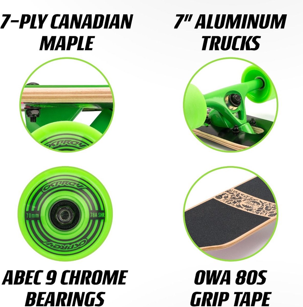 Osprey Character 39" Twin Tip Longboard - Drop-Through Trucks - ABEC 9 — afbeelding 20
