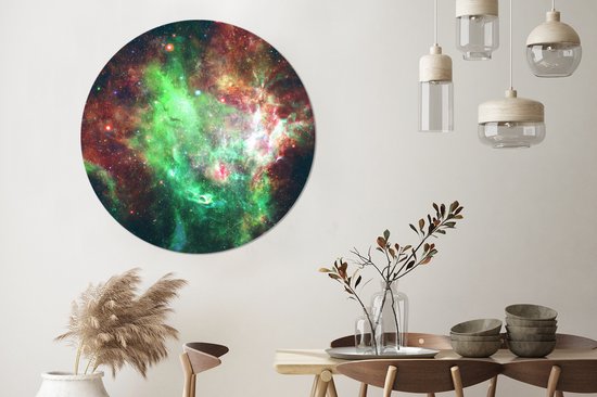 WallCircle - Cercle mural ⌀ 150 - Espace - Rouge - Vert - Tableaux ronds salon - Assiette murale ronde - Décoration murale cercle - Décoration chambre intérieur - Décoration murale cercle mural - Accessoires de maison