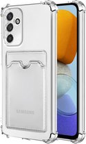 Schokbestendig TPU Hoes Kaarthouder Geschikt voor: Samsung Galaxy A52 / A52s - Transparant - Hoesje met Achterkant Pasjeshouder