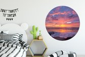 WallCircle - Wandcirkel - Muurcirkel - Strand - Zee - Zonsondergang - Aluminium - Dibond - ⌀ 120 cm - Binnen en Buiten XXL