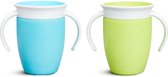 2X Miracle 360 ​​​​Sippy Cup, Set de gobelets d'entraînement, gobelets sans BPA avec Poignées, gobelet anti-déversement, lavable au lave-vaisselle, 6 mois et plus - Set de 2, 207 ml, Blauw/vert