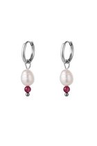 Earrings - oorbellen - pareloorbellen - pearl - hangers - stainless steel - kleur zilver