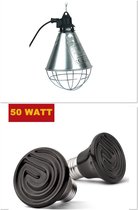 Armatuur compleet met 50 watt keramische warmtelamp- warmtelamp - broedlamp - biggenlamp - voor keramische warmtelamp - porseleinen fitting - compleet met 2.5 meter snoer