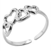Plux Fashion Hartje Ring - Zilver - Verstelbare Ring - Stainless Steel - Dames - Sieraden - Silver Ring - Adjustable Ring - Heart Ring - Sieraden Cadeau - Luxe Style - Duurzame Kwaliteit - Valentijn