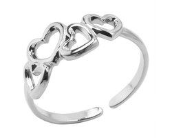 Plux Fashion Hartje Ring - Zilver - Verstelbare Ring - Stainless Steel - Dames - Sieraden - Silver Ring - Adjustable Ring - Heart Ring - Sieraden Cadeau - Luxe Style - Duurzame Kwaliteit - Valentijn