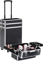 vidaXL Make-up Trolley - Houten Beauty Organizer - 37x22x78cm - Zwart -
