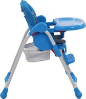 vidaXL Kinderstoel Inklapbaar - Blauw/Grijs - Staal/Kunststof/Stof - 49x82x107cm - Verstelbaar - Veilig - Opbergmand - Achterwielen - Reisvriendelijk - Kinderstoel