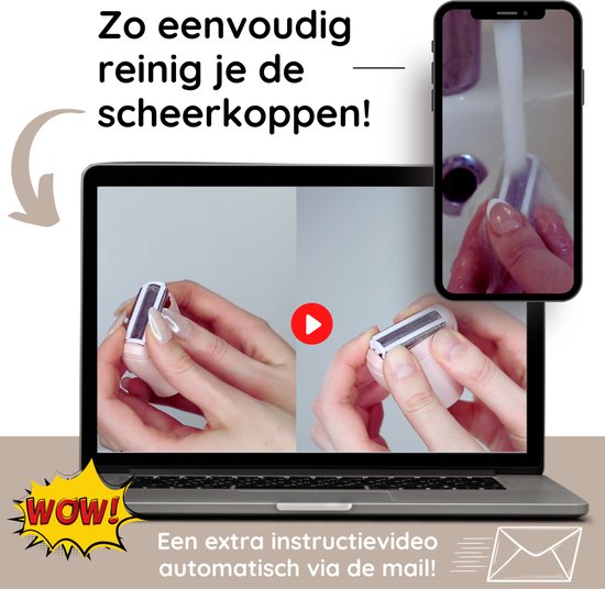 2-in-1 Ladyshave + Extra Scheerkop - Gezicht - Oksels - Benen - Bikinilijn - Scheerapparaat Vrouw - Ontharingsapparaat Electrisch Ontharen - Gezichtsontharing Dames - Trimmer Vrouw - Ladyshaves Bikini - USB Oplaadbaar