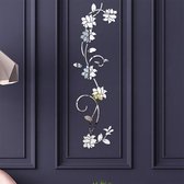 Bloemenrank acryl spiegel muursticker, elegante spiegel instelling muursticker, muur kleverige spiegel wanddecoratie voor thuis, woonkamer, slaapkamer decoratie, zilver.