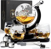 Carafe à whisky - Globe - Carafe - Coffret à whisky - 900 ml - Gifts pour hommes - Comprenant 4 pierres à whisky, verseurs et 4 verres à whisky