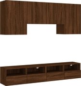 vidaXL - 5-delige - Tv-wandmeubelset - bewerkt - hout - bruin - eikenkleur