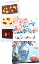 Gefeliciteerd chocoladecadeau - Geslaagd cadeau - Congrats chocolate - Verjaardag cadeau - Brievenbuspakket - Handgemaakte chocolade - Fairtrade chocolade - Puur, Melk en Wit chocolade