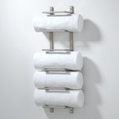 wandhanddoekrek - metalen handdoekenrek - stijlvol badkameraccessoire ook ideaal voor op het gastentoilet - mat zilver muurhanddoekrek - metalen handdoekenrek - stijlvolle badkameraccessoire ook perfect voor in het gastentoilet - mat zilver