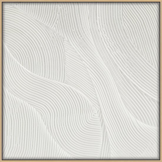Ter Halle - Schilderij - 3D Art - Crèmekleurige Abstracte Golven - 100x100cm