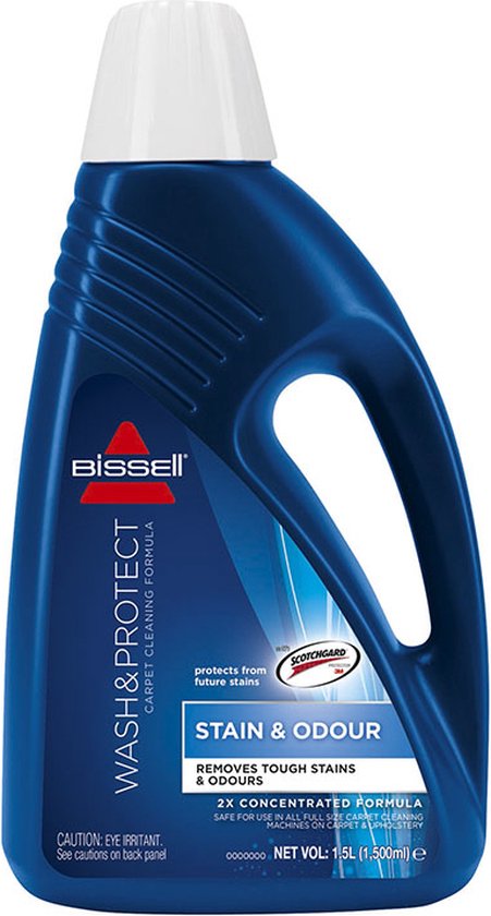 BISSELL Wash & Protect Tapijtreiniger 1.5L - Geschikt voor SpotClean - Vlekken- en Geurverwijderaar met Beschermlaag - Helpt Nieuwe Vlekken Voorkomen - Reinigingsmiddel voor Tapijt en Bekleding - 1086N