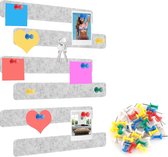 6 Pack Bulletin Board Strips, Memo Board Cork Boards voor Muren Bar Strips Zelfklevende Vilt Pin Board Strips met 35 Pushpins voor Home Office Decor & Memo Display Geen schade voor muur (grijs)