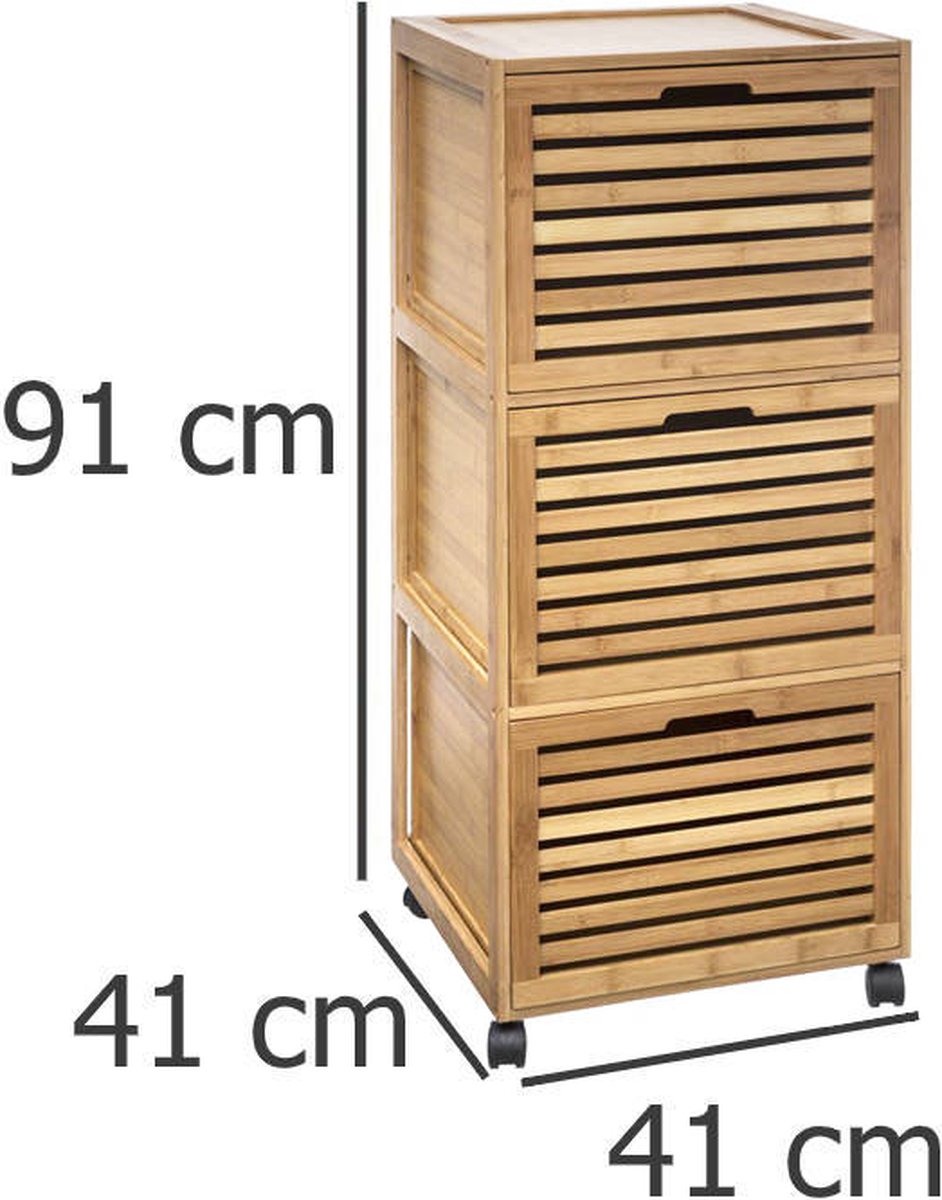Boîte de rangement Five Simply Smart - Lot de 3 Boîtes en Bambou "Stemy" 32cm Beige
