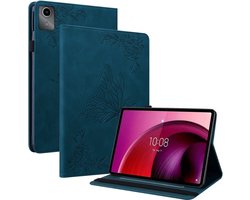 Tablethoes geschikt voor Lenovo Tab M11 Hoesje - Vlinder & Bloemen Book Case - Blauw
