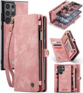 CaseMe 008 2-in-1 Book Case & Back Cover met Portemonnee - Geschikt voor Samsung Galaxy S24 Ultra Hoesje - Pink