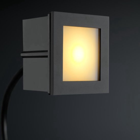 LED trapverlichting Bilbao - zwart - verlichting trap / wandverlichting / trapspots - 1W / modern / binnen / vierkant / 230V / IP44 / warmwit