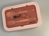 Afecto Lunchbox To Go: Roze met Lepel, Vork en Opbergvakken - duurzaam kunststof - Vaatwasserbestendig - Kan in vriezer - eindeloos variëren