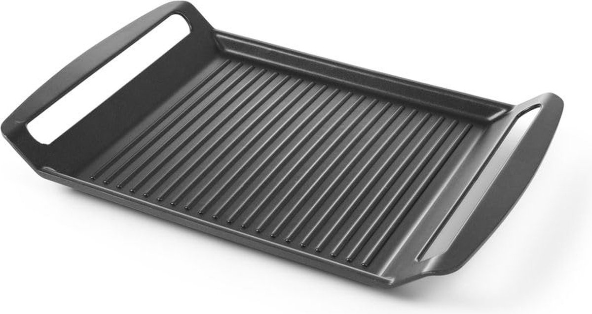 Bol.com Grillplaat, geschikt voor alle warmtebronnen, ook inductie, gemaakt van gegoten aluminium met teflon, anti-aanbaklaag, 3... aanbieding