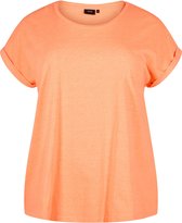 ZIZZI MKATJA, S/S, NEON TEE Dames T-shirt - Neon coral - Maat L (50-52)