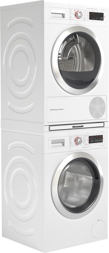 Wasophoogte® Tussenstuk wasmachine droger - Stapelkit wasmachine droger - Tussenkader - Geschikt voor elk type - Wit - Wasophoogte