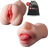 Quick Relief Wet Mouth™ - Pocket Pussy - Masturbator - 2 in 1 Mond & Vagina - Blowjob - Sex Toys voor Mannen - 21 cm + Handig Opbergzakje