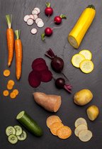 Professionele groentesnijder voor aardappelen, wortelen, komkommers, courgettes en rode biet in het zwart met roestvrijstalen mes