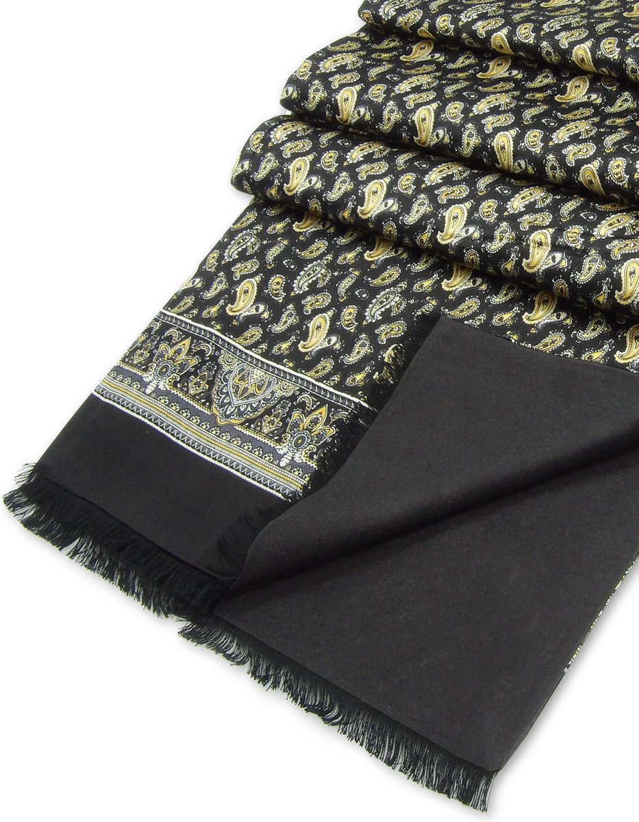 Gevoerde Zijden Herensjaal Torino Paisley Black