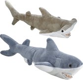 Dieren Speelgoed.Set van 2 Grote, 35,6 cm Mako en 33 cm Hamerhaai Pluch Haaien