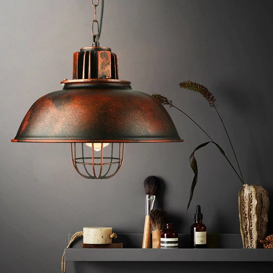 Lampe suspendue Vintage - lampe de table rétro 33 cm - industrielle - lampe suspendue industrielle en métal noir avec chaîne