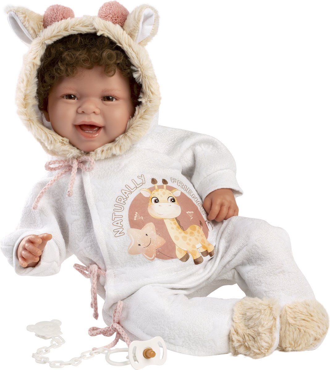 Llorens soft body Babypop Tala met bruin haar en geluid 44 cm