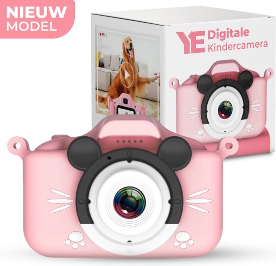YE Digitale Kindercamera 2023 Model HD 1080P 32 GB Inclusief SD Kaart – Nederlands - Fototoestel Voor Kinderen – Extra veilig - Vlog Camera – Nederlandstalig – USB Oplaadbaar – Digitaal Kinderfototoestel