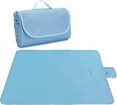 Blauwe Picknickmat: 145x200cm waterdicht handig op te vouwen met handvat
