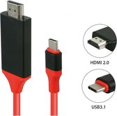 HDMI naar USB-C kabel 2 meter Rood | hdmi naar usb-c | usb-c naar hdmi | hdmi naar usbc | usb c | hdmi |