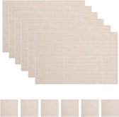 Placemats en onderzetters set van 6 vinyl placemats antislip wasbare hittebestendige placemats (beige, set van 6)