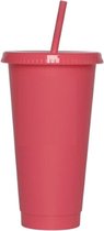 Drinkbeker - To go drinkfles - Drinkfles met deksel en rietje - 710ML - Roze - Drinkfles volwassenen