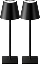 Oplaadbare Tafellamp - 2 Stuks - Draadloos - Dimbaar - USB C - Touch lamp - 38 CM - Zwart - LED - Anti Slip Voet - IP 54