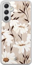 Casimoda® hoesje - Geschikt voor Samsung Galaxy A34 - In Bloom - 2-in-1 case - Schokbestendig - Bloemen - Verhoogde randen - Bruin/beige, Transparant