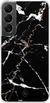 Casimoda® hoesje - Geschikt voor Samsung Galaxy S22 - Marmer Zwart - Shockproof case - Extra sterk - TPU/polycarbonaat - Zwart, Transparant