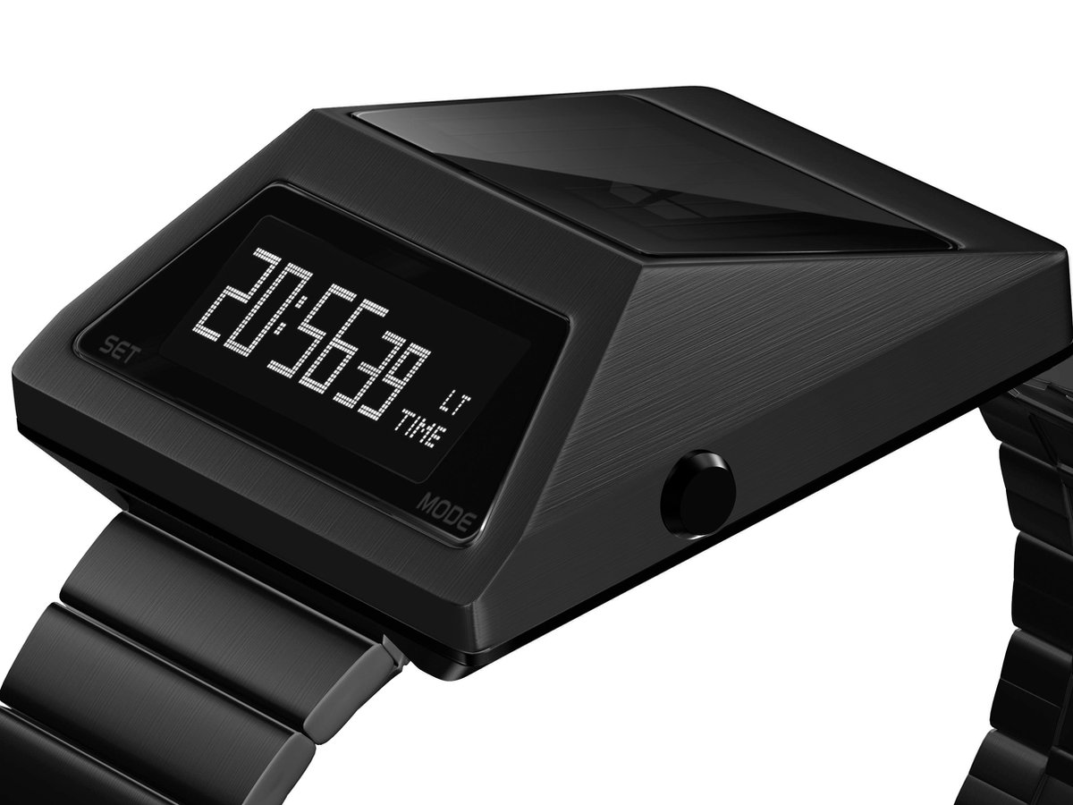 SEKETO SolarTank - Horloge 40mm Zwart Staal OLED