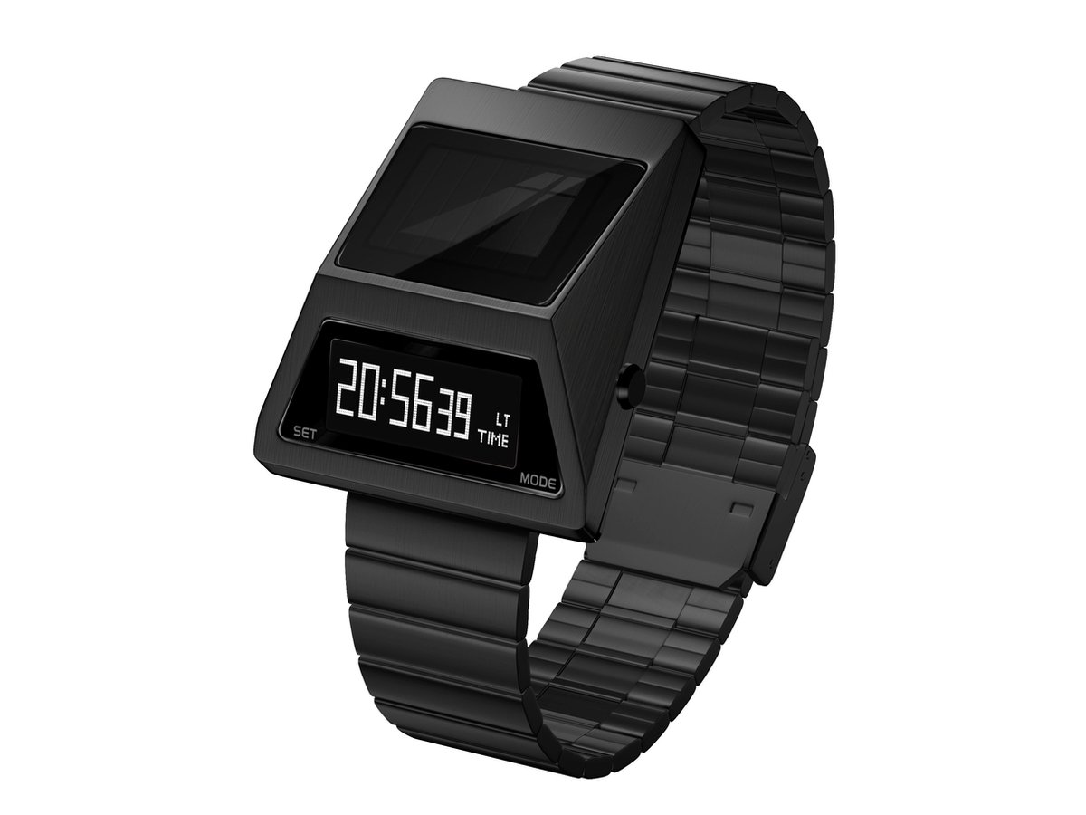SEKETO SolarTank - Horloge 40mm Zwart Staal OLED