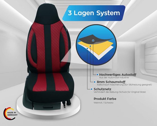 Badstof stoelhoezen set model 1A voor standaard Fiat Ducato stoelen mokka beige
