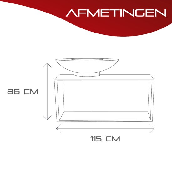 RedFire - Onyx - barbecue - BBQ - Zwart - Vuurschaal BBQ - Vuurkorf - Vuurschaal 80 cm - houtopslag - Grillschaal - Plancha ring - Terrasverwarming - Sfeerhaard van RedFire — afbeelding 3